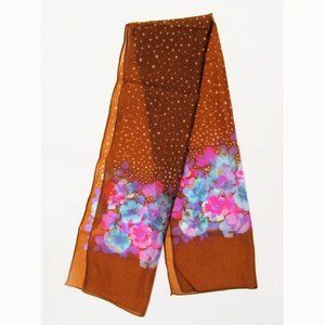 Vintage Floral Chiffon Neck Scarf 42" x 13"